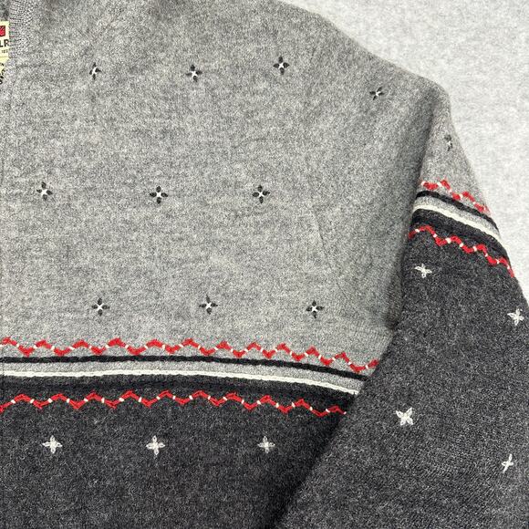 Woolrich Wool Sweater Jacket WMNS XL Onyx Heather Colorblock Hooded Zip Dotted - Picture 6 of 12